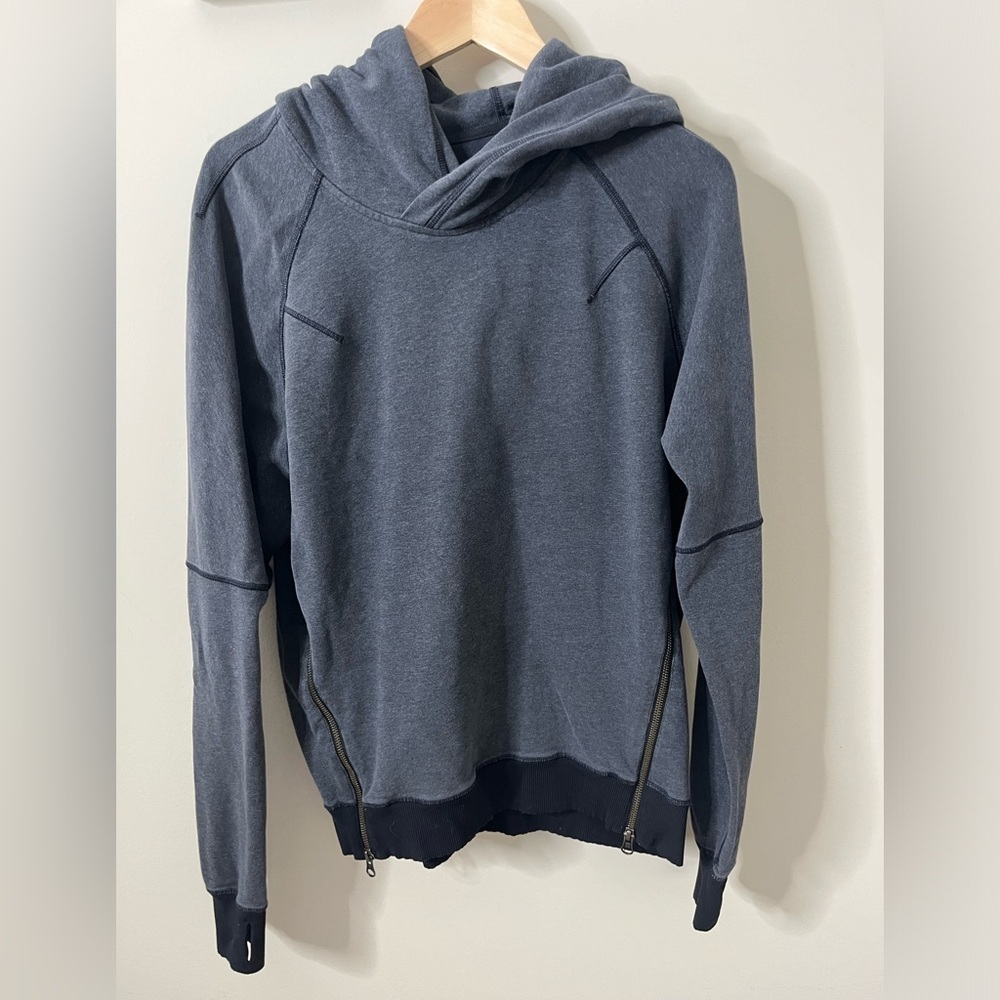 Lululemon Thick Hooded Sweatshirt Size 8 Front-Side Zips Gray